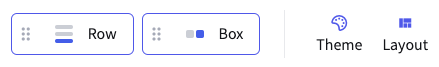 Row and Box resources and Theme and Layout tools.