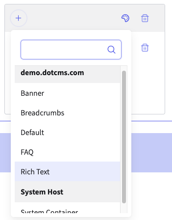 The Container selector.