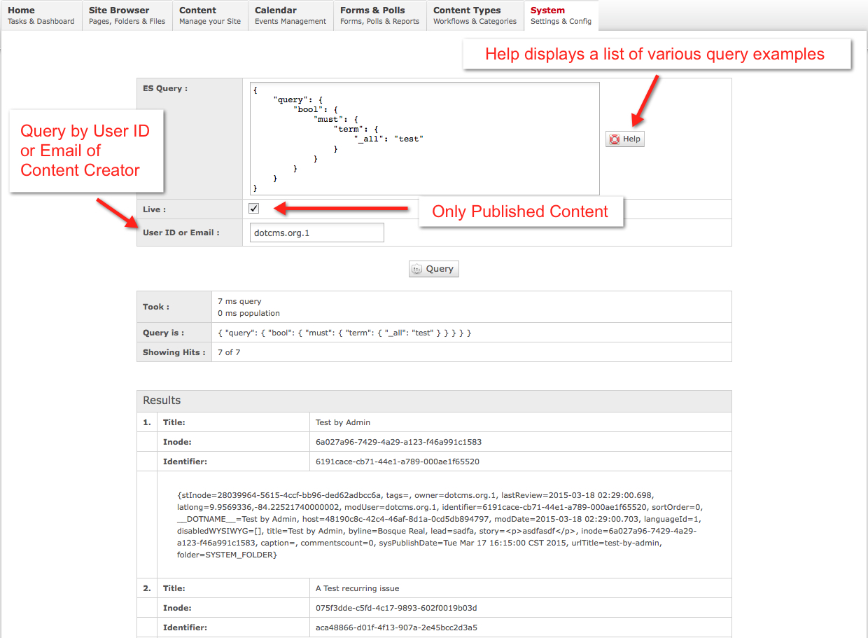 Query examples